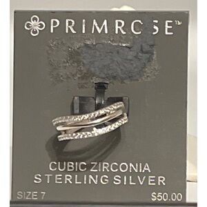 NWT Primrose Sterling Silver Cubic Zirconia Multi-Row Ring Size 7